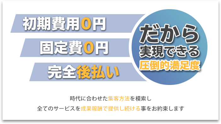 初期費用0円固定費0円完全後払いだから実現できる